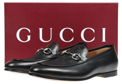 NEW GUCCI MEN'S BLACK LEATHER GG GUCCISSIMA LOAFERS SHOES 11/US 11.5 - Image 1 of 4