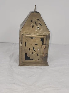 Hanging Candle Lantern Metal Gold/Copper Color w/ Leaves Autum Fall - Picture 1 of 7
