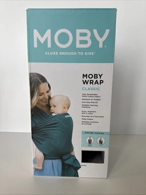 Envoltura para bebé Moby Classic (verde azulado o verde) 8-33 libras soporte para cabestrillo para bebé nuevo en caja Foto 1 de 4