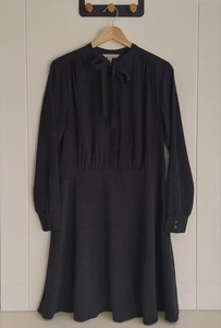 H and M/ Women's Long Sleeve Dress/Black Polka Dot/Size 14 - Picture 1 of 10