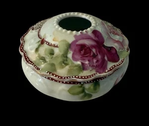 FRASCO DE TOCADOR VINTAGE DE PORCELANA FLORAL CON TAPA ORDENADA - Imagen 1 de 11