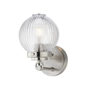 Maxim Lighting Kasbah 1 Light Wall Sconce, Satin Nickel/Clear Ribbed - 15191CRSN - Picture 1 of 1