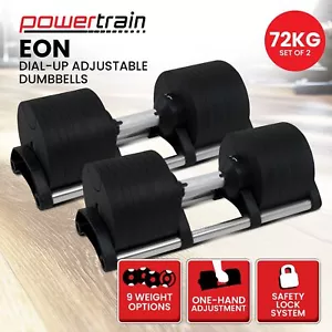 Powertrain Eon Set of Two Dial-Up 36KG Adjustable Dumbbell Home Gym 9 Options - Picture 1 of 11