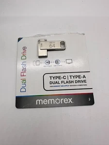Memorex Dual Flash Drive Type C to Type A 64 GB Silver - NEW - Picture 1 of 4