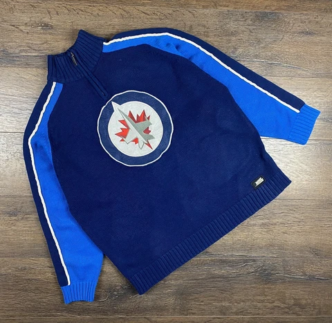 Men’s Vintage Winnipeg Jets NHL Sweatshirt 1/4 Sweater size XL Cover