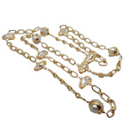 47 Zoll kultivierte weiße Biwa Perle weiße Quarzkette lange Station Halskette