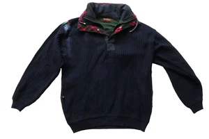 Bogner Half Button Wool Acrylic Dark Blue Pullover Sweater Size 44 - Picture 1 of 6