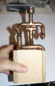 Copper Pipe figure man ornament with  pen holder  Robot style. Metal man - Picture 1 of 12