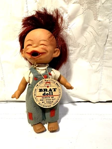 Vtg 1960's I'M JUST A LITTLE BRAT 7” Red Hair Freckled Boy Doll w ORIGINAL TAG - Picture 1 of 8