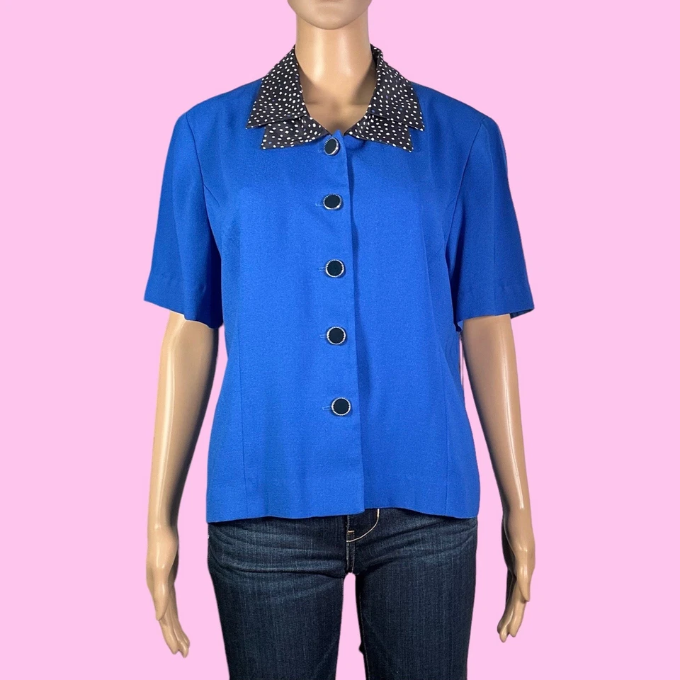 Винтажные платья Leslie Fay с геометрическим принтом на пуговицах спереди сверху размер 14P — «Leah» - Изображение 1 из 4