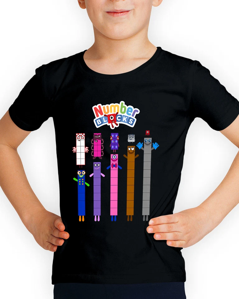 Zahlenblöcke Cartoons lustiger Humor Jungen Mädchen Kinder T-Shirts #DNE