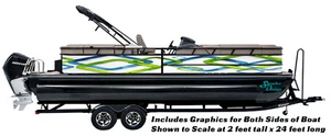 Blue Green Diamonds White Graphic Kit Decal Fishing Boat Wrap Pontoon Vinyl - Bild 1 von 1