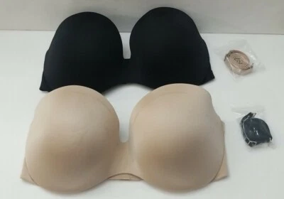 Felina Strapless/ Straps Bra Lot of 2 Women's Size 38D Black Tan 150671 Read ⬇️ - Image 1 of 4
