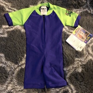 NEW! Radicool Skin Rash Guard Childs 100 SPF Green/Purple Swimwear Suit Size 2 - Picture 1 of 6