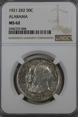1921 .50 NGC MS 62 2X2 ALABAMA  Classic Commemorative Coin,US Commemoratives - Image 1 of 2