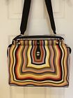Fendi DotCom Leather Hypnotic Wave Printed Multicolor Satchel, NWT, Made Italy