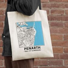 Penarth, Vale of Glamorgan, Wales Town Map Cotton Shopper Tote Bag