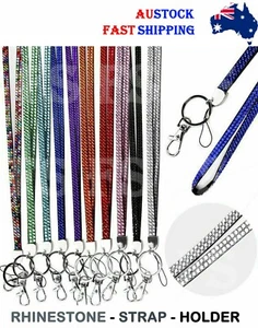 RHINESTONE LANYARD NECK STRAP ID CARD HOLDER KEY CASE NAME BADGE - Picture 1 of 28