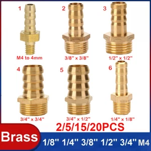 1/4 3/8 Inch Hose Barb to 1/8 1/2 Inch Male Thread Fitting, Brass Connector - Picture 1 of 31