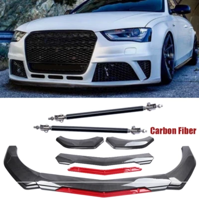 Front Bumper Lip Spoiler Splitter Carbon Fiber For AUDI A3-A6 B6-B9 S3-S5 Foto 1 de 4