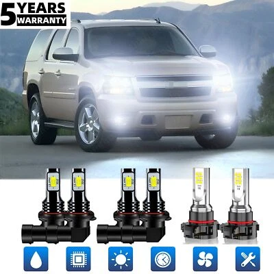 For Chevy Tahoe 2007-2011 2012 2013 2014 -6x LED Headlight Hi/Lo beam+Fog Bulbs - Imagem 1 de 4