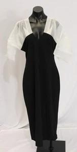 Stylewe Women's Slit Back Mesh Top Half Sleeve V Neck Dress EJ3 Black Large NWT - Picture 1 of 4