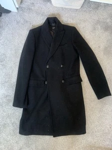 Men’s ASOS Wool Rich Double Breasted Over Coat (Black)- Size S - Picture 1 of 6