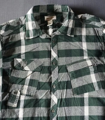 Camisa masculina Diesel verde média xadrez botão frontal manga longa casual algodão - Imagem 1 de 4