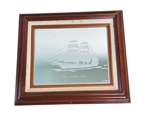 Vintage M. Albino Framed Mirror Etching Star of India 1863 14” x 12” - Picture 1 of 6