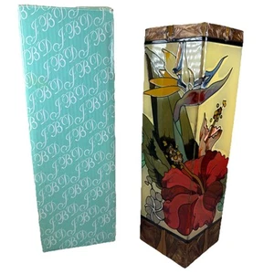 Joan Baker Designs VASE Hand Painted Floral Stained Glass Bird Of Paradise 10" - Picture 1 of 16