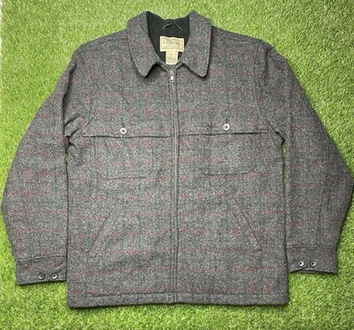 L.L. Bean Maine Guide Zip-Front Jac-Shirt Plaid Jacket Mens M Malone Gray $200 - Image 1 of 4