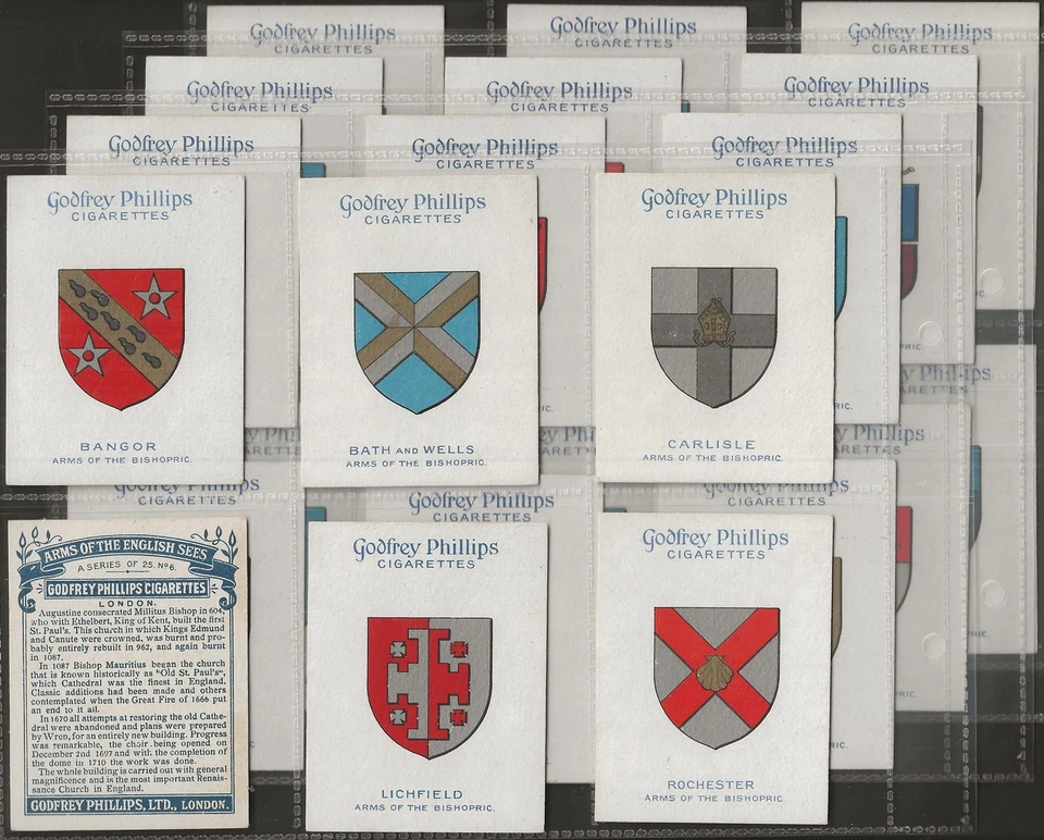 PHILLIPS-FULL SET- ARMS OF THE ENGLISH SEAS 1924 (L25 CARDS) EXCELLENT - Image 1 of 1