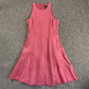 Lauren Ralph Lauren Coral Pink Sleeveless Fit & Flare Linen Dress Size 10 Midi - Picture 1 of 13
