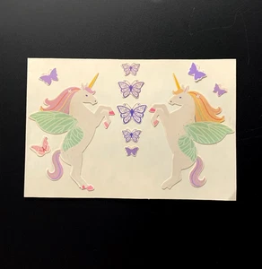 UNICORN PEGASUS HORSE FANTASY BUTTERFLY fairytale vintage sticker decal 1982 mod - Picture 1 of 5
