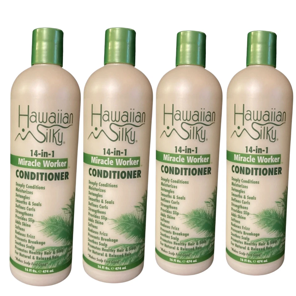 Paquete de 4 acondicionadores Hawaiian Tropic Silky 14 en 1 Miracle Worker 16 oz cuidado del cabello Foto 1 de 1