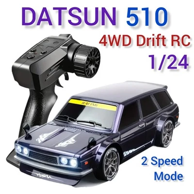 RC Drift Car 4WD Datsun 510 Wagon 1/24 JDM with Light 2.4G Radio Car Gift Racing - Image 1 of 4