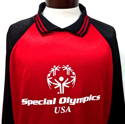 Camisa de portero de colección Special Olympics EE. UU. para hombre FÚTBOL negra roja #1 talla XL ¡MUY BUENA CONDICIÓN! * Foto 1 de 4