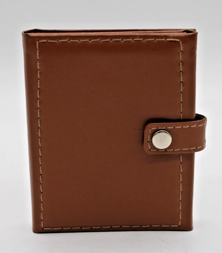 Álbum de fotos plegable triple Bulova marco de fotos de viaje cuero marrón cierre a presión Foto 1 de 4