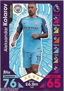 2016 / 2017 EPL Match Attax Base Card (165) Aleksandar KOLAROV Manchester City - Picture 1 of 1