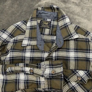Jachs Heritage Flannel Shirt Mens Large Green Blue Plaid Button Up Heavy Outdoor - Picture 1 of 13