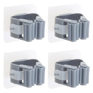 4PCS Mop Broom Holder Wall Mounted Broom Clip Mop Grippers Self-Adhesive Racks - Picture 1 of 8
