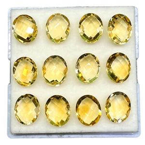 VVS 12 Pcs Natural Citrine 11x9mm Oval Checker Cut Loose Untreated Gemstone Lot - Picture 1 of 15