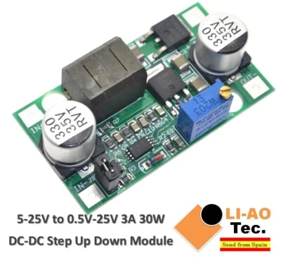 DC-DC Step Up Down Module Boost Buck Voltage Converter 5-25V to 0.5V-25V 3A 30W - Imagen 1 de 4