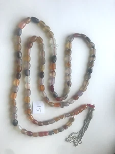 GENUINE OVAL BARREL SOLEYMANI YEMANI ROSARY/TASBIH 99 BEADS 48cm مسبحة التسبيح - Picture 1 of 12