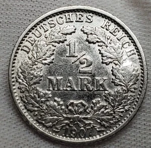 1918-D 1/2 Mark Germany GEM BU KM#17 Gorgeous Eye Appeal .900 Silver - Picture 1 of 7