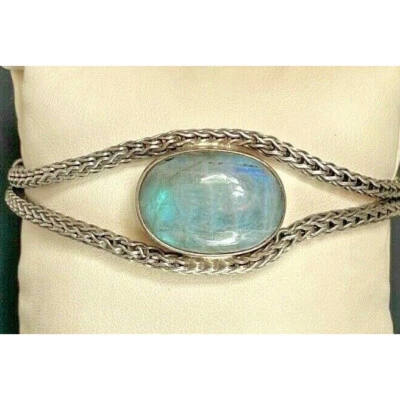 925 STERLING SILVER  & LABRADORITE DOUBLE CABLE BRACELET SKY - Image 1 of 4