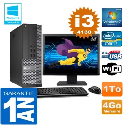 PC DELL 7020 SFF Core I3-4130 RAM 4Go Disco 1A Wifi W7 Pantalla 22" - Imagen 1 de 4