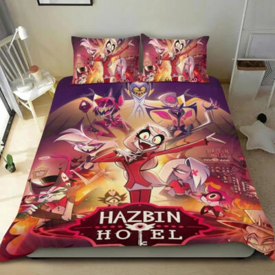 Hazbin Hotel Bedding Sets Twin Size Duvet Cover Set 3 Piece For Kids Boys Gifts - Image 1 of 4