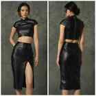 NWT Sau Lee Free People Luxe Faux Leather Crop Top Midi Skirt Set $500 