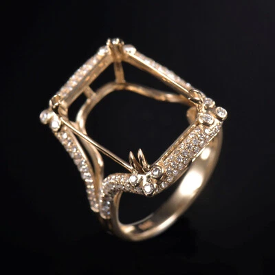 Luxury Emerald Custom 12×16mm Women Wedding Ring Setting Solid 14K Yellow Gold - Image 1 of 4